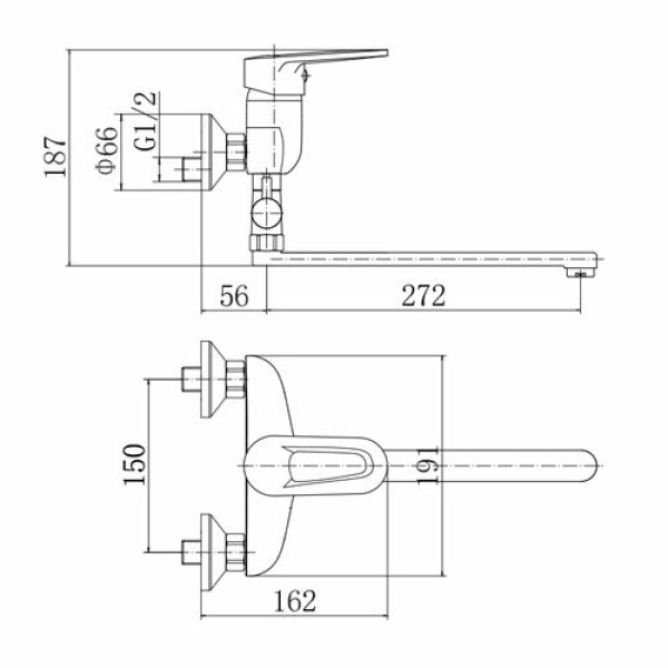Смеситель для ванны и душа Fashun хром (A2168)