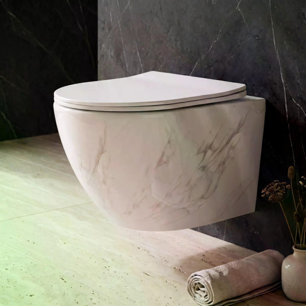 Унитаз подвесной безободковый Rea Carlos Nature Marble белый (REA-C6606) Унитаз подвесной безободковый Rea Carlos Nature Marble белый (REA-C6606)