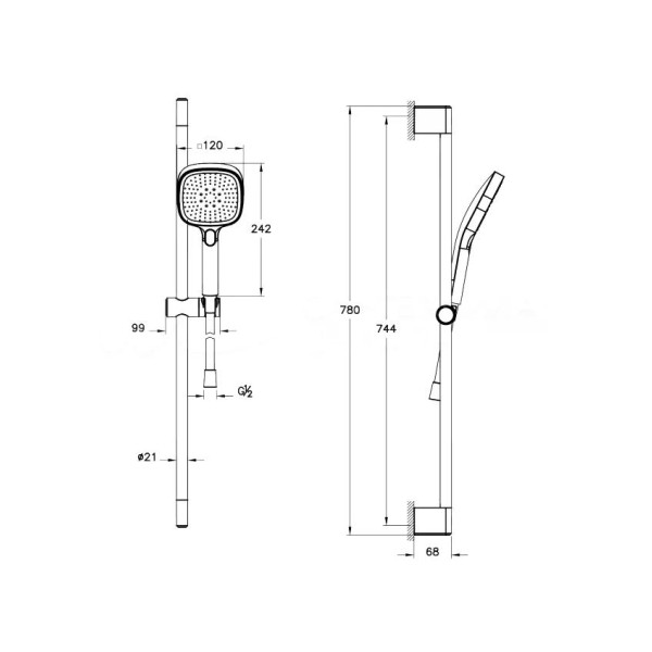 Душевой гарнитур Vitra Core Square 3 режима черный матовый (A4591736EXP)