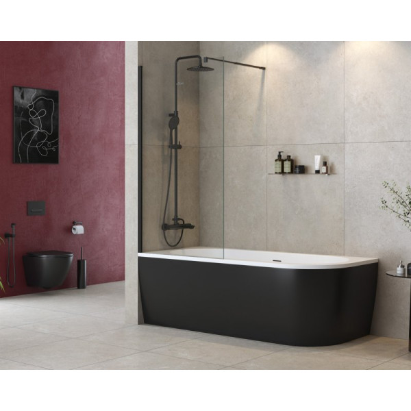 Душевая шторка для ванны Cezares Liberta 80x155 стекло прозрачное, профиль черный (LIBERTA-V-1-80/155-C-NERO)