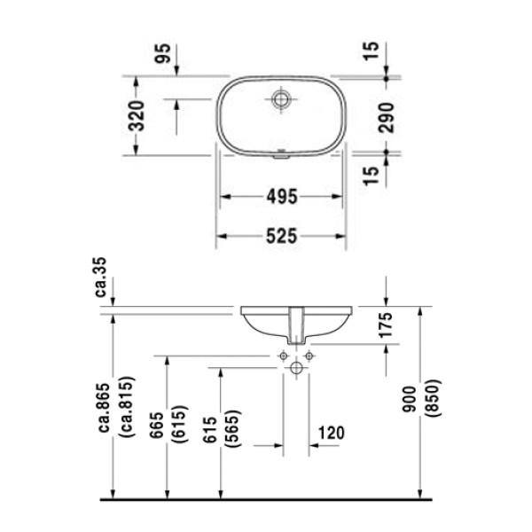 Раковина врезная Duravit D Code 49х29 (0338490000)