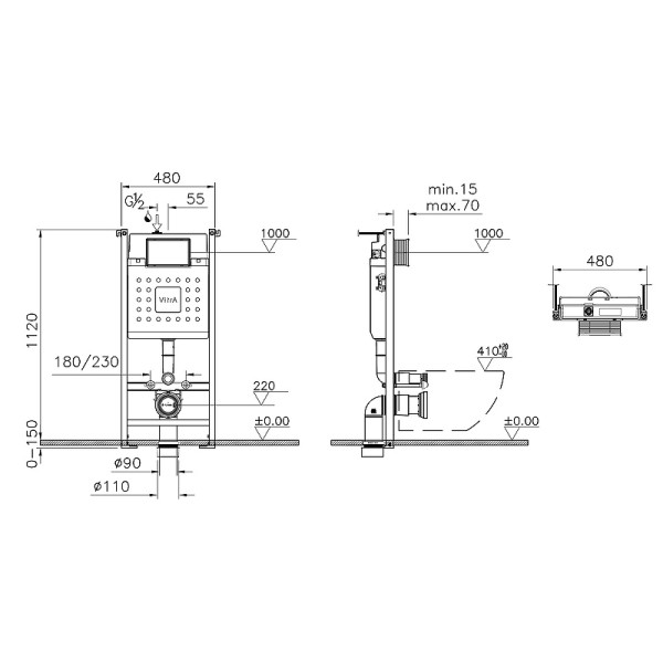 Инсталляция для подвесного унитаза Vitra V-Fix Core (732-5800-01)