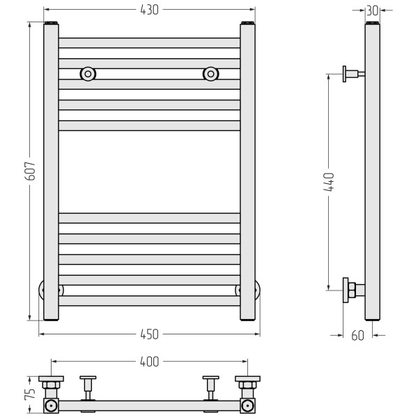 Полотенцесушитель водяной Сунержа Модус 600x400 матовый черный (31-0250-6040)