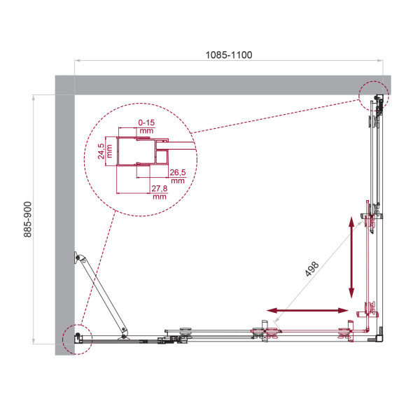 Душевой уголок BelBagno Luce 110x90x195 стекло прозрачное, профиль хром (LUCE-AH-21-110/90-C-Cr)