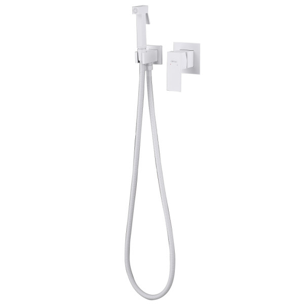 Смеситель с гигиеническим душем Abber Daheim белый матовый (AF8225W)