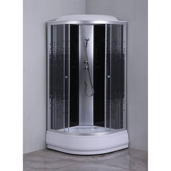 Душевая кабина Loranto 80x80x215 стекло прозрачное с узором, профиль хром, мозайчатый узор (CS-6680-25K 80)