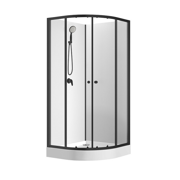 Душевая кабина Loranto 90x90x190 стекло прозрачное, профиль черный (CS-2180)