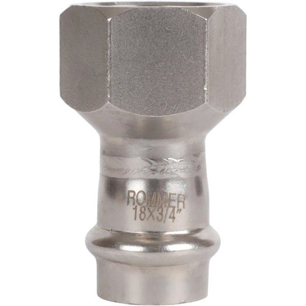 Переход 18х3/4"В Rommer из нержавеющей стали (пресс) (RSS-0022-001834) Переход 18х3/4"В Rommer из нержавеющей стали (пресс) (RSS-0022-001834)
