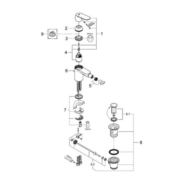 Смеситель для биде Grohe Eurosmart Cosmopolitan (32839000)