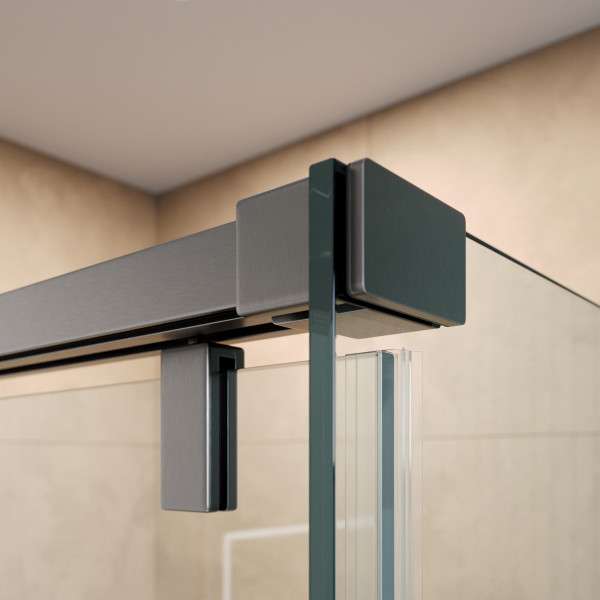 Душевой уголок BelBagno Soft Close-1 140x100x200 стекло прозрачное, профиль оружейная сталь матовая (SOFT_CLOSE-1-AH-1-140/100-C-GM)