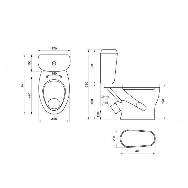Унитаз-компакт Santeri Воротынский голубой 360x670x787 с сиденьем полипропилен голубой (1.P401.7.S06.00B.F)