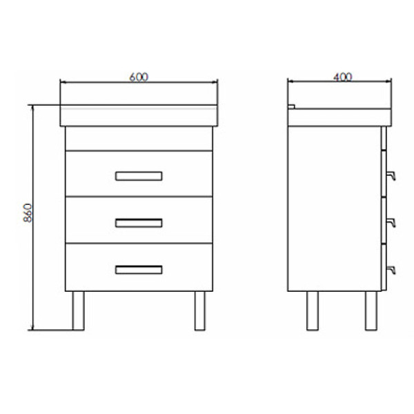 Тумба подвесная с раковиной Comforty Никосия 600x400x860 дуб белый (00004142203)