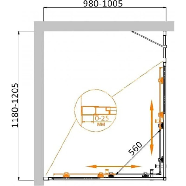 Душевой уголок Cezares Molveno 120x100x195 стекло матовое, профиль хром (MOLVENO-AH-21-100+20-P-Cr)