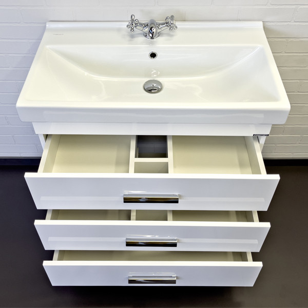 Тумба напольная Comforty Никосия 800x860x450 дуб белый матовый с раковиной (00-00001509) Тумба напольная Comforty Никосия 800x860x450 дуб белый матовый с раковиной (00-00001509)