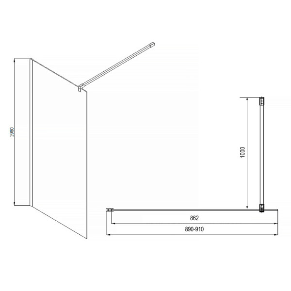 Душевое ограждение Azario Chicago 90x195 стекло прозрачное, профиль хром (AZ-NAR6310 90)