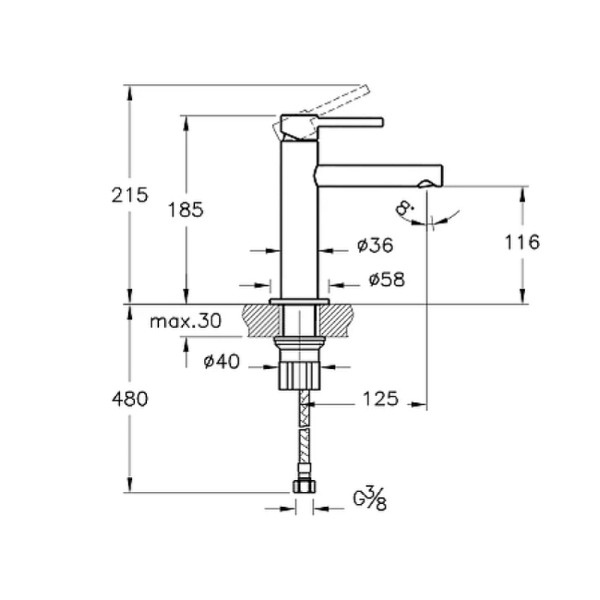 Смеситель для раковины Vitra Origin медный (A4255626)