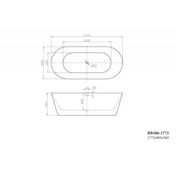 Ванна акриловая BelBagno 177,5x80,5 белая (BB306-177,5)