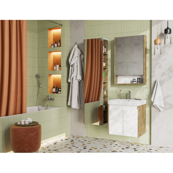 Тумба подвесная Aquaton Сканди 480x427x591 белый, дуб рустикальный (1.A278.8.01S.DZ9.0)