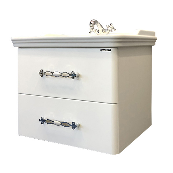 Тумба подвесная Comforty Марио 650x545x500 дуб темный матовый с раковиной (00-00001491)