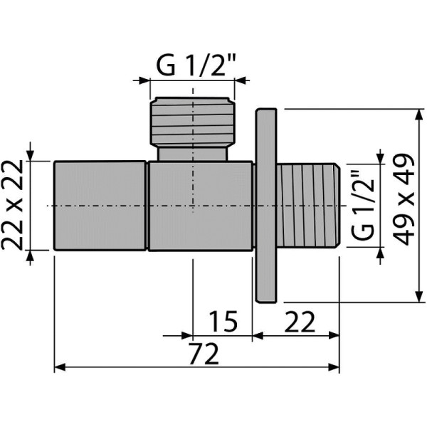 Угловой вентиль Alcaplast 1/2"1/2" квадратный хром (ARV004)