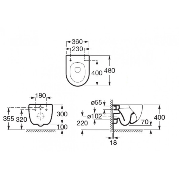 Унитаз подвесной Roca Meridian 36x48x33 белый (7.3462.4.800.0)