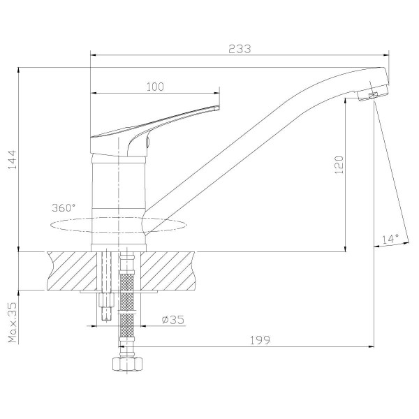 Смеситель для кухни Rossinka B35-21 (B35-21)