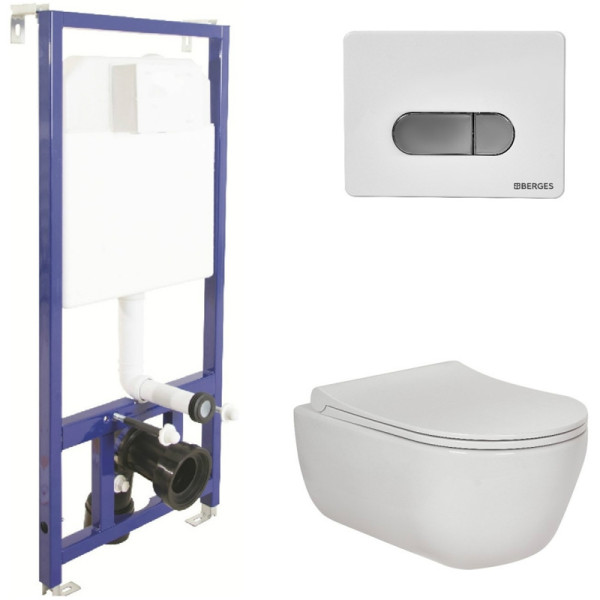 Комплект инсталляция с унитазом Berges Novum525 c с кнопкой D7 белая/кнопка хром, унитаз EGO Rimless, сиденье Toma Slim SO (047237) Комплект инсталляция с унитазом Berges Novum525 c с кнопкой D7 белая/кнопка хром, унитаз EGO Rimless, сиденье Toma Slim SO (047237)