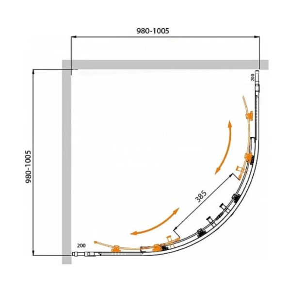 Душевой уголок Cezares Molveno 100x100x195 стекло матовое, профиль хром (MOLVENO-R-22-80+20-P-Cr)