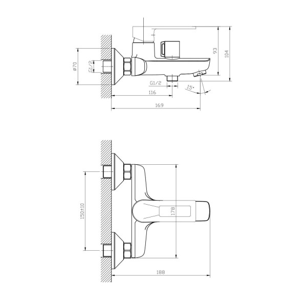 Смеситель для ванны и душа Esko Belgrade хром (BD 54) Смеситель для ванны и душа Esko Belgrade хром (BD 54)