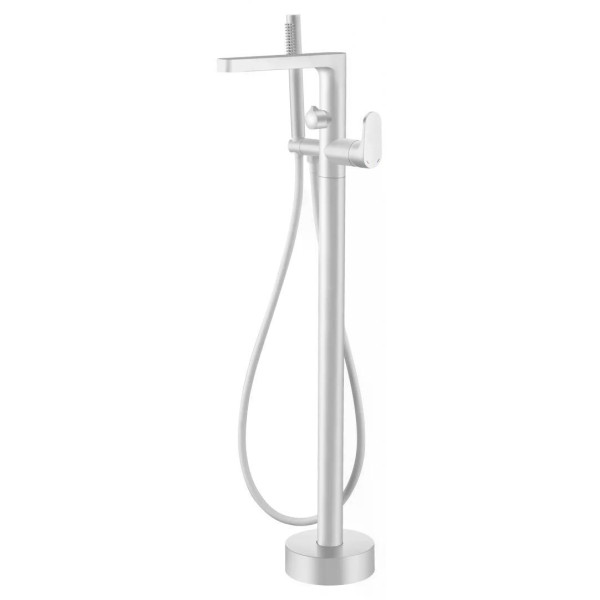 Смеситель напольный Boheme Spectre белый с душевым комплектом (459-MW)