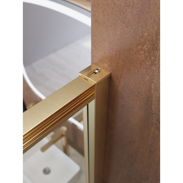 Душевой уголок Cezares Lux 120x90x195 стекло прозрачное, профиль брашированное золото (LUX-AH-FS-11-120/90-C-BORO)