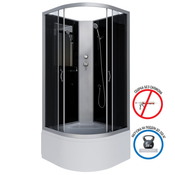 Душевая кабина 90x90 стекло тонированное, профиль хром матовый (NG-2508-14BK) Душевая кабина 90x90 стекло тонированное, профиль хром матовый (NG-2508-14BK)