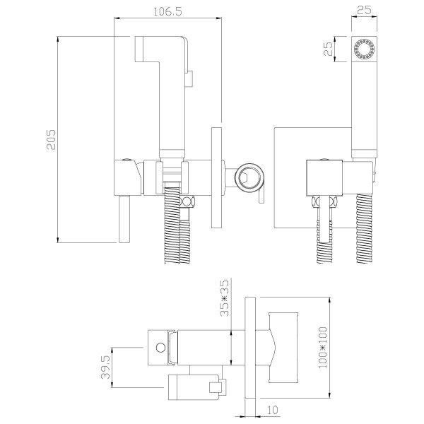 Смеситель встраиваемый Rossinka X25-53 с гигиеническим душем (X25-53)