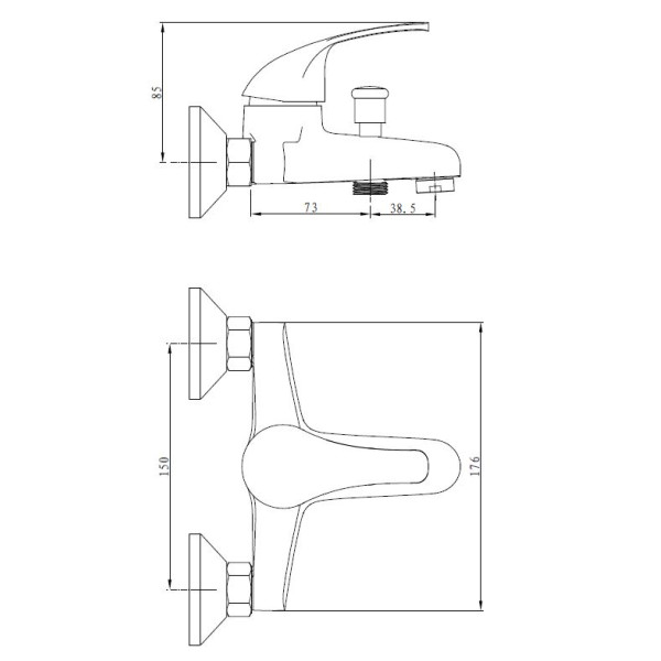 Смеситель для ванны и душа Voda Sky хром (SY 54 w/a) Смеситель для ванны и душа Voda Sky хром (SY 54 w/a)
