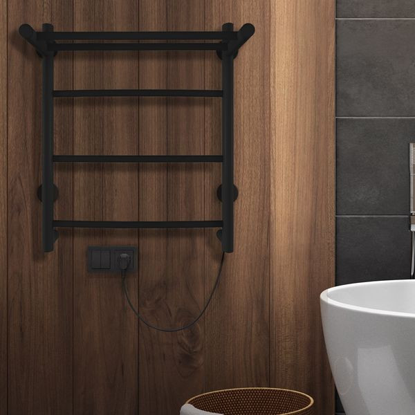 Полотенцесушитель электрический INDIGO ARC с полкой 425*500 черный муар, с полочкой (LCAE50-40BRPR)