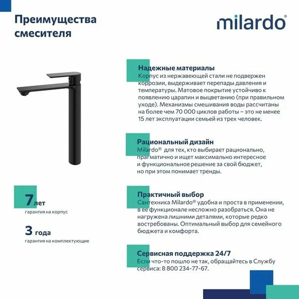 Смеситель для раковины Milardo Maze черный (MAZBL01M01)