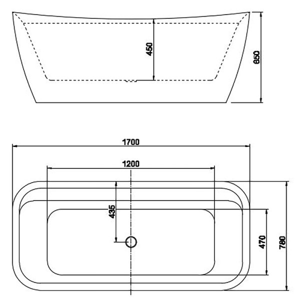 Ванна акриловая Aquatek Амадео 1700x780x650 со сливом и ножками белый глянцевый (AQ-197778)