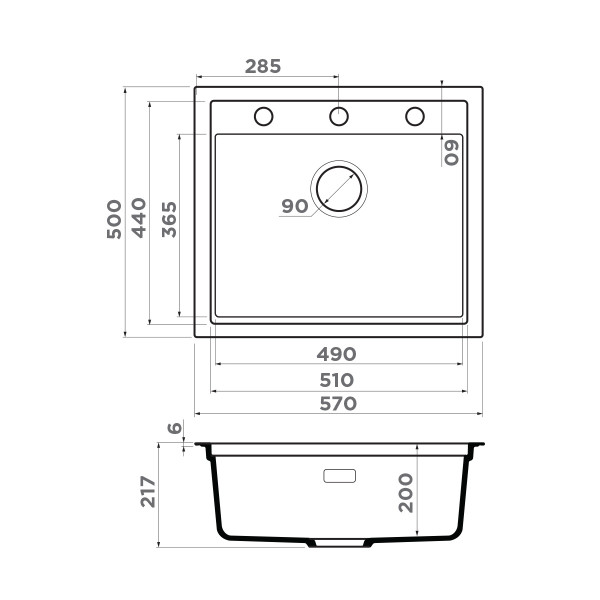 Мойка для кухни врезная Omoikiri Sintesi 57-GB Artceramic/графит (4997140)