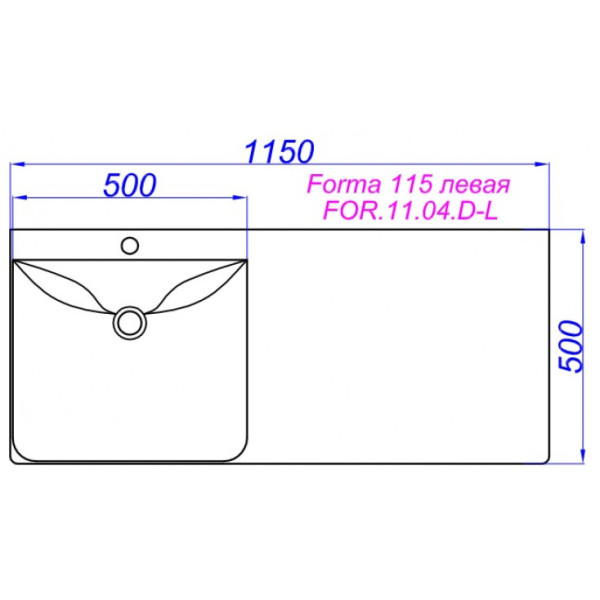 Раковина мебельная Aqwella Forma 1150x133x500 белая (FOR.11.04.D-L)