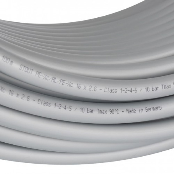 Труба п/э Stout PE-Xc/Stabil 16x2,6 серая, бухта 100м. (1 пог. метр) (SPS-0001-001626)