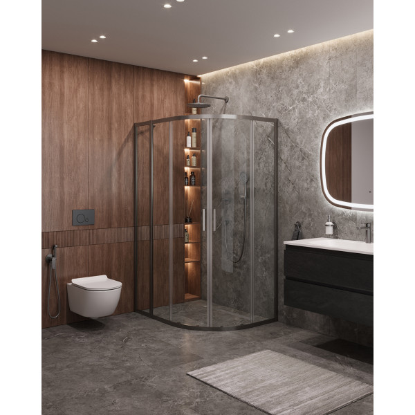 Душевой уголок Cezares Molveno 110x90x195 стекло прозрачное, профиль оружейная сталь (MOLVENO-RH-2-110/90-C-GM-IV) Душевой уголок Cezares Molveno 110x90x195 стекло прозрачное, профиль оружейная сталь (MOLVENO-RH-2-110/90-C-GM-IV)