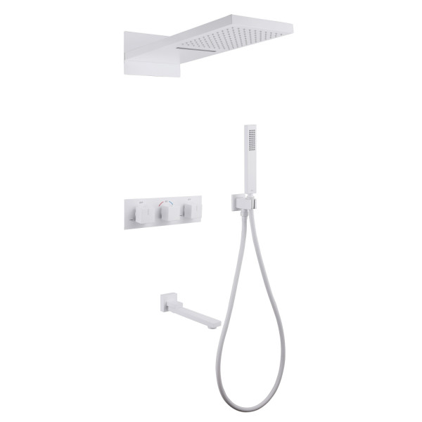 Душевая система Abber Daheim с изливом белый матовый (AF8253W)