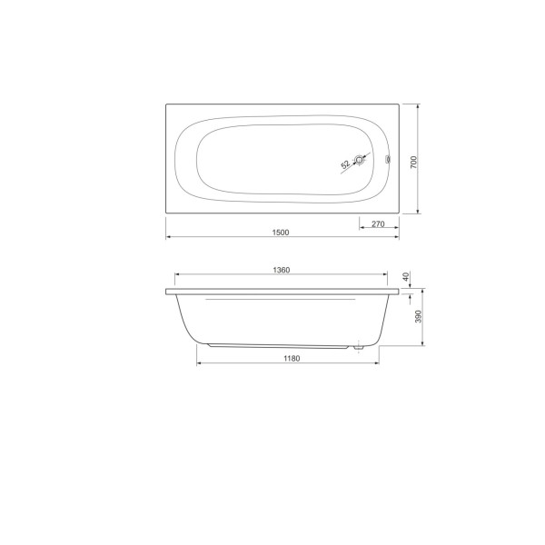 Ванна акриловая Cezares Piave 150x70x60 белый (PIAVE-150-70-42-W37)