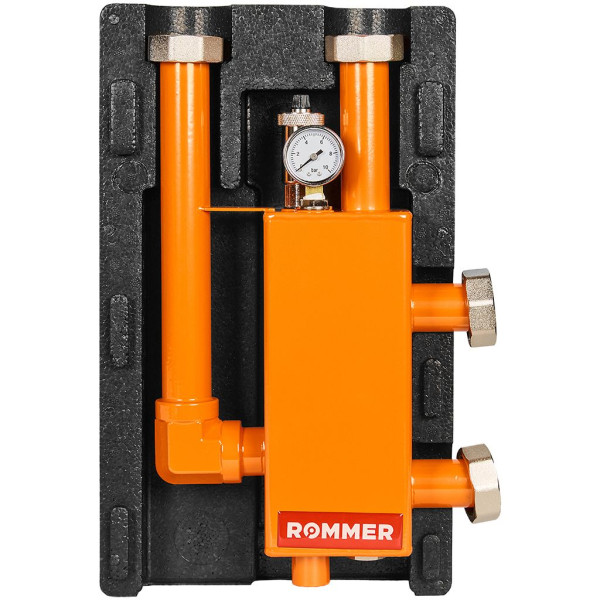 Стрелка гидравлическая 1 1/2" Rommer с накидными гайками (5,60 м3/час) в теплоизоляции (RDG-1015-104003)