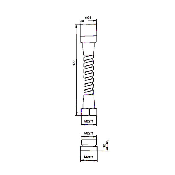 Аэратор латунный Ledeme М22хМ24 с гиб. удлин. 17см (LH602-2)