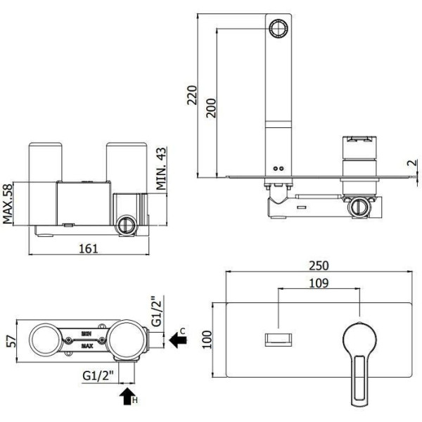 Смеситель для раковины Paffoni Ringo термостатический, белый (RIN105BO) Смеситель для раковины Paffoni Ringo термостатический, белый (RIN105BO)