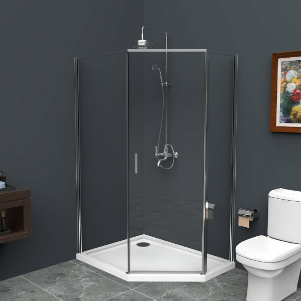 Душевой уголок BelBagno Uno-195 100x80x195 стекло прозрачное, профиль хром (UNO-195-PH-1-10/80-C-Cr)