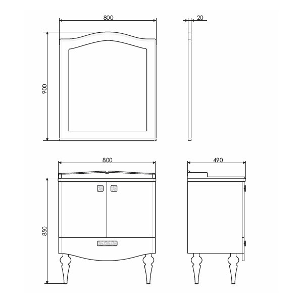 Тумба напольная Comforty Монако 800x850x490 белый глянцевый с раковиной (00-00001488) Тумба напольная Comforty Монако 800x850x490 белый глянцевый с раковиной (00-00001488)