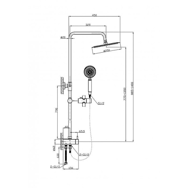 Душевой гарнитур BelBagno Ancona (ANCONA-DOC2FD-CRM)