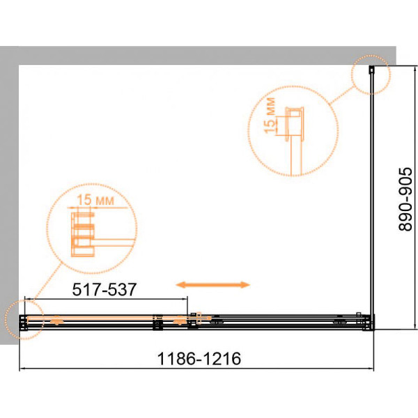 Душевой уголок Cezares Duet soft-m 120x90x195 стекло прозрачное, профиль хром (DUET SOFT-M-AH-1-120/90-C-Cr)